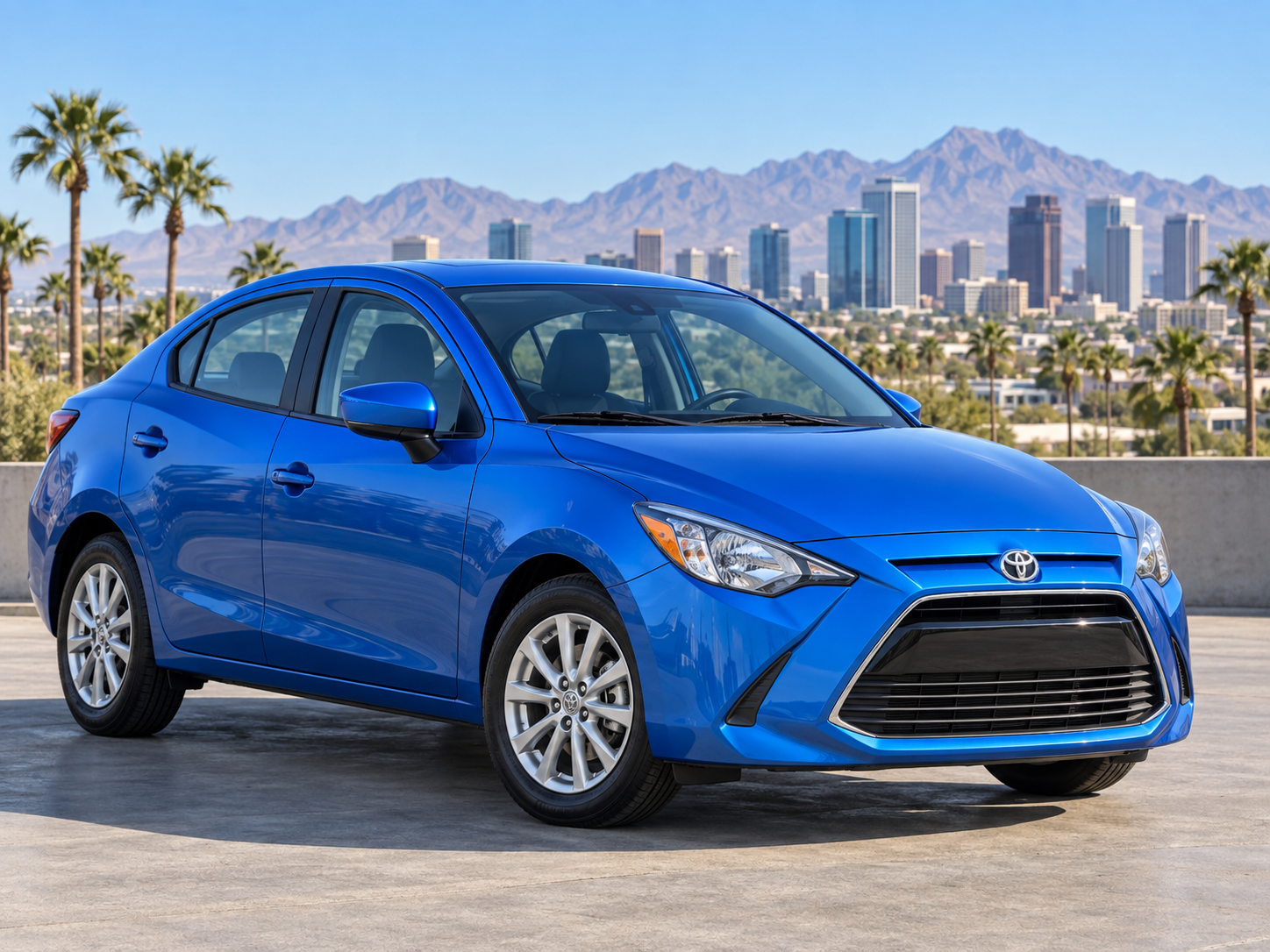 Blue 2018 Toyota Yaris 4 Door